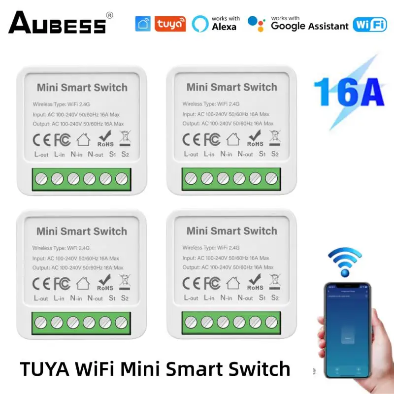 

Умный переключатель TUYA 16A Wi-Fi, 1-бандовый модуль мини-переключателя, поддержка государственной памяти, двустороннее управление, беспроводной пульт дистанционного управления через Smart Life
