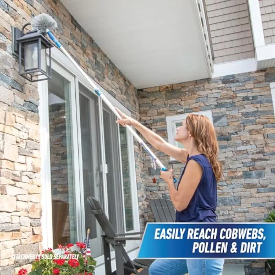 Profional Connect and Clean '' Aluminum Telescopic Extension Pole with Locking Cone and QuickFlip Clamp Compatible with Cleanin