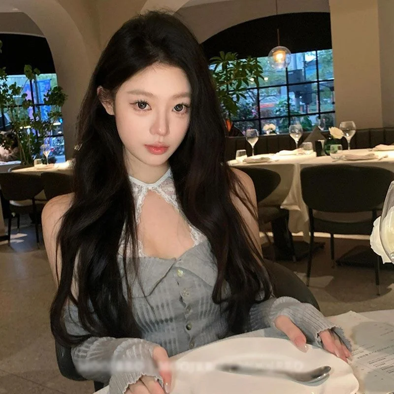 

Detachable Sleeve Knitted Sweater Pullovers Aesthetic Autumn Longline Textured Vertical Twisted Knot Chic'S Elegant Commute Girl