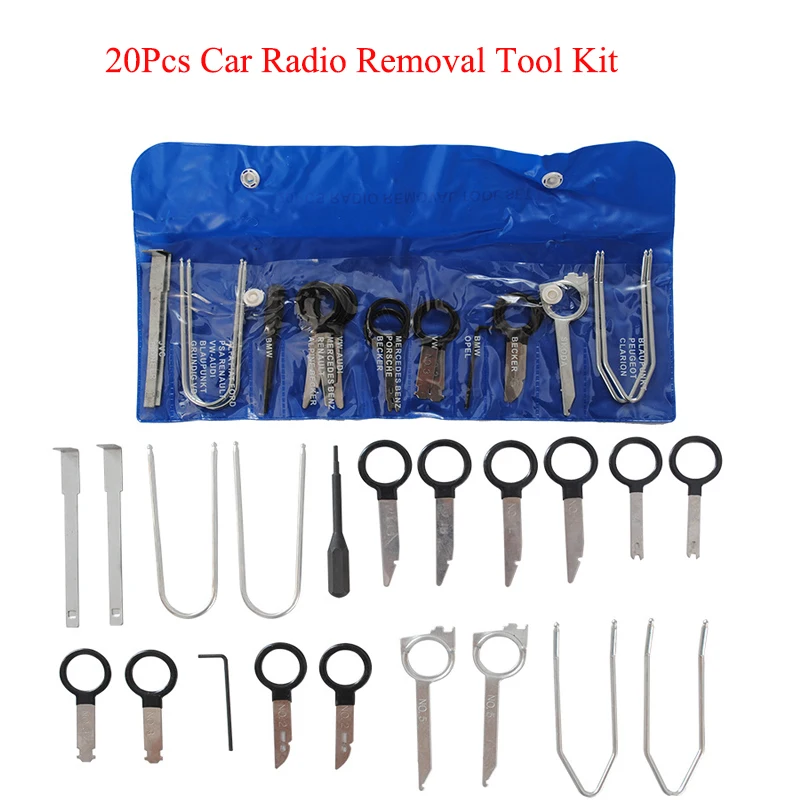 20pcs Universal CD Player Removal Tool Set Automotive Car Audio Radio Removal Keys Tool