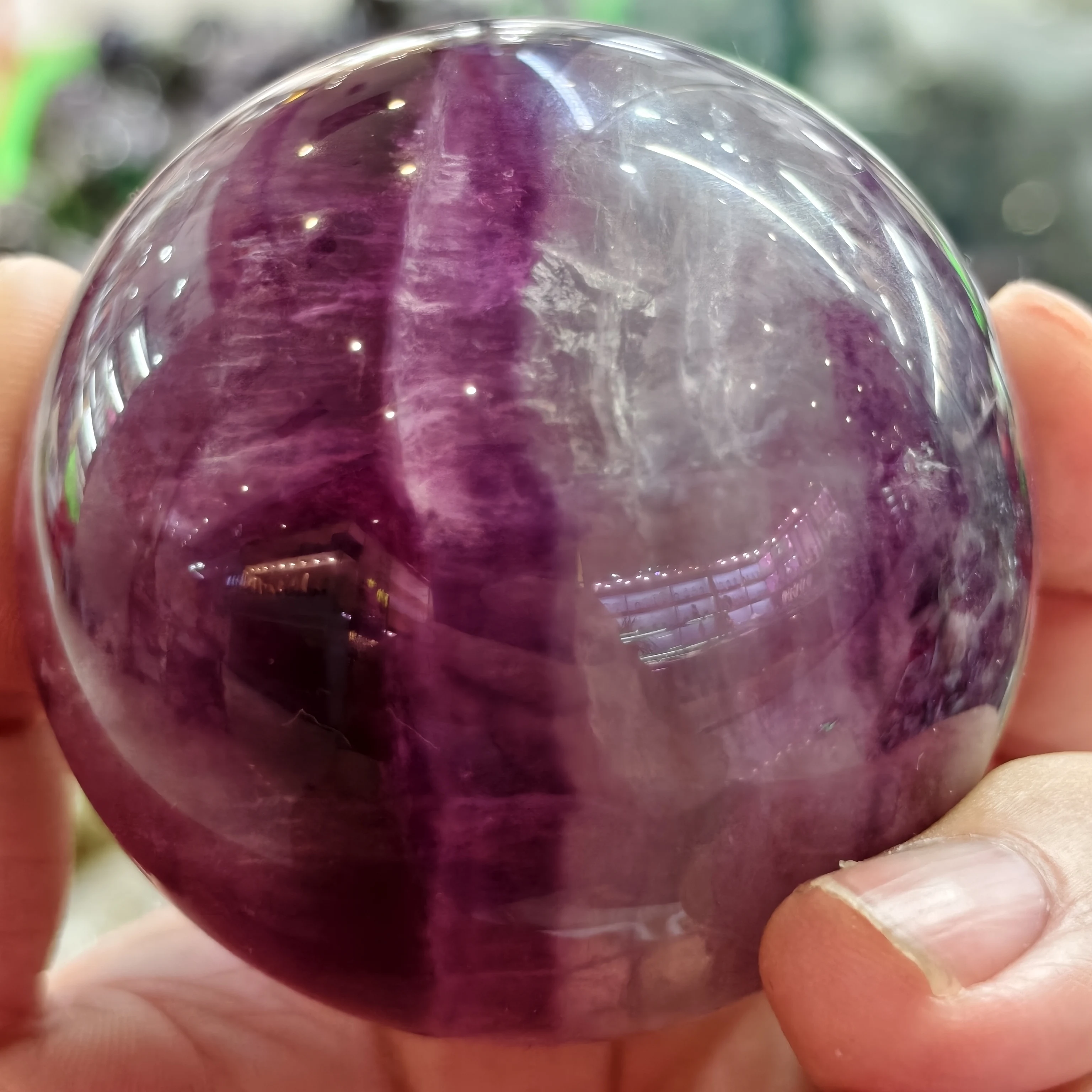 

6-8CM 2025 Items Natural Gemstone Purple Fluorite Crystal Ball Reiki Healing Stones Decorative Ornament Quartz Sphere