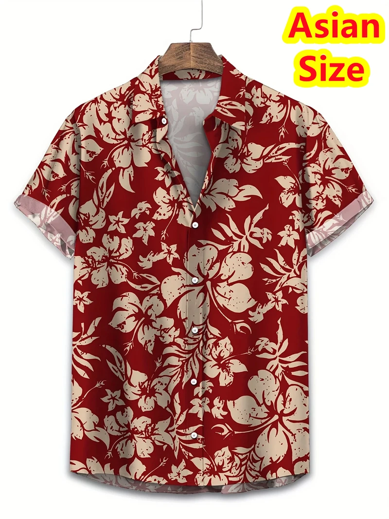 Floral Shirts Men's Hawaii Holiday Party Blouse 2025 Lapel Beach Shirt Flower Camisas Short-sleeved Womens Clothes