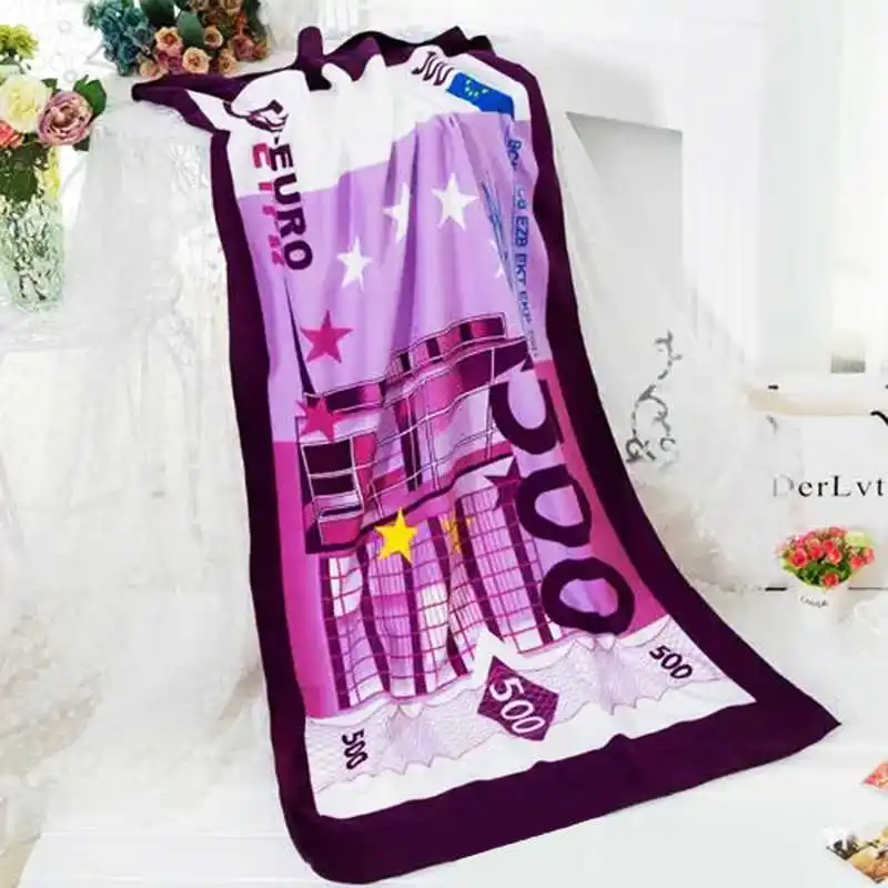 Microfiber Beach Towel Quick Dry Bath Towels 70x150cm 500 Euro 100 Dollar USA Flag Designs Travel Sport Towel Gym Washcloth