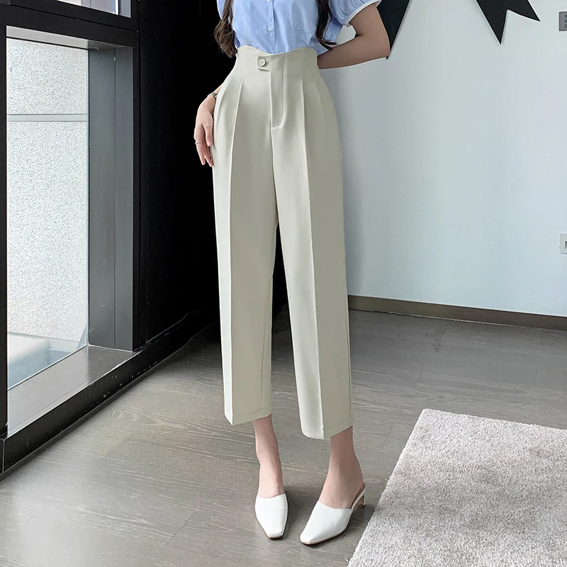 

2025 Spring Summer New Harlan Ankle-length Pants High Waist Commuting Leisure Cropped Baggy Women Japanese Vintage Clothes Urban