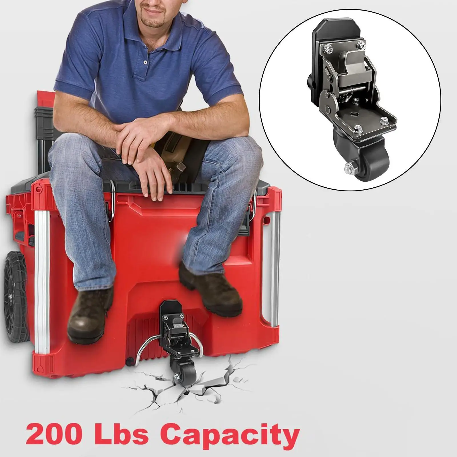 Rolling Toolbox Caster 200lbs Capacity Accessories Black Front Caster Wheels,Caster Wheel Kit Fit for Rolling Tool Box Sturdy