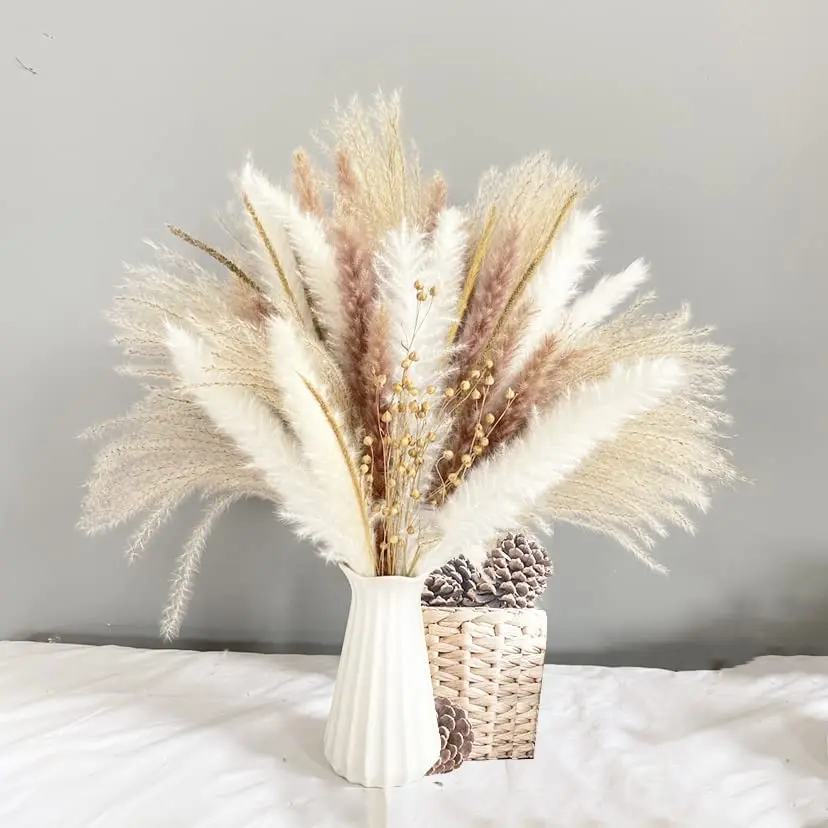 

75pcs Natural Pampas Grass Dried Flower Bouquet Pampas Decorativ Reed Boho Home Party Decor Decoration Phragmites Trockenblumen