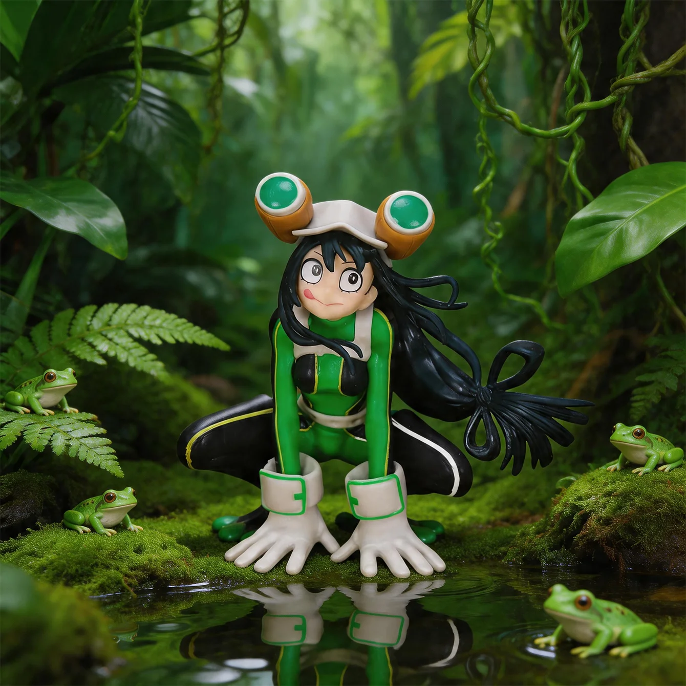Tsuyu Asui, Mi Héroe, Figura de Anime, Mercancía de Anime, Regalo de Anime para Cumpleaños de Amigos, Estatua de Personaje de Anime, Adorno de Escritorio, Adorno de Escritorio para PC, Figura Coleccionable, Regalo Festivo, Pequeño Regalo, Artículo Colecci