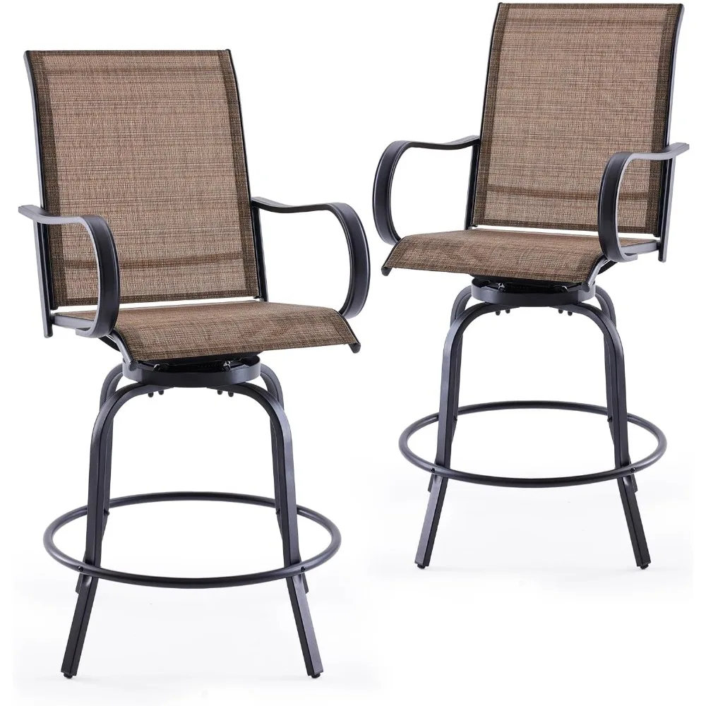 

Outdoor Bar Stools Swivel Patio Barstools with Textilene Fabric, Height Top Patio Chair Swivel,All Weather Use,Ergonomic Comfort