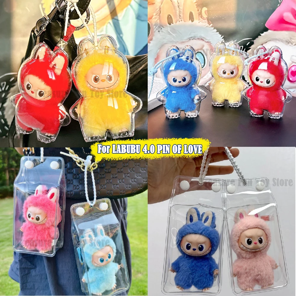 

3/1PCS Transparent Protective Case or Bag For Labubu 4.0 PIN OF LOVE Series Doll Dust Cover Storage Box Display Bag for Labubu 4
