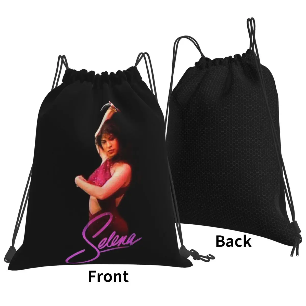 Popular Selena Quintanilla Singer Backpacks Fashion Drawstring Bundle Pocket Sports Bag Book Bags for Travel School