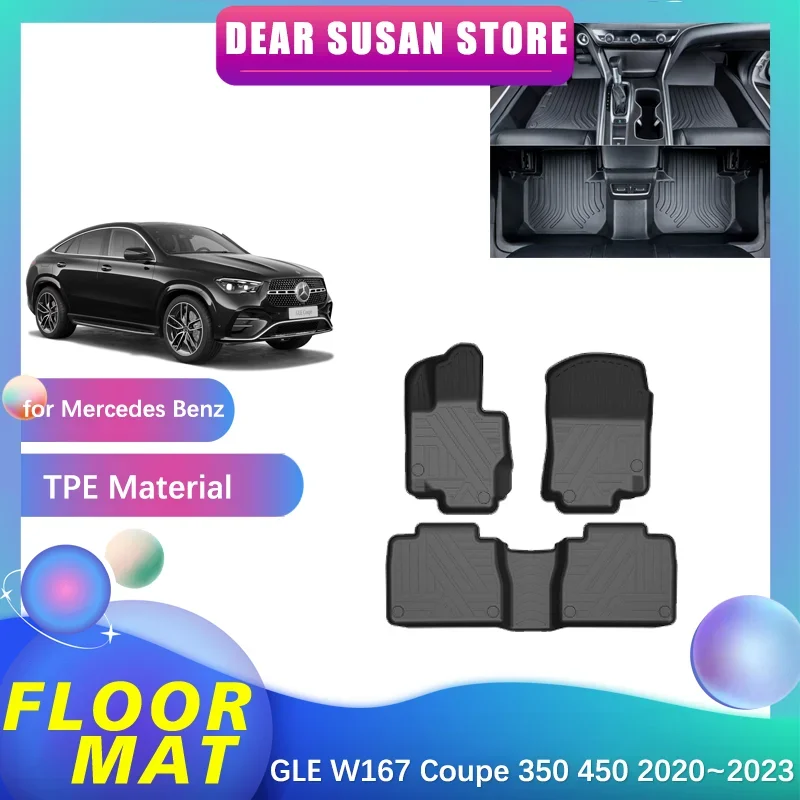 

Floor Mat for Mercedes Benz GLE W167 Coupe 350 450 2020~2023 Foot Pad Inner Liner Waterproof Cover Space Rug Carpet Accessories