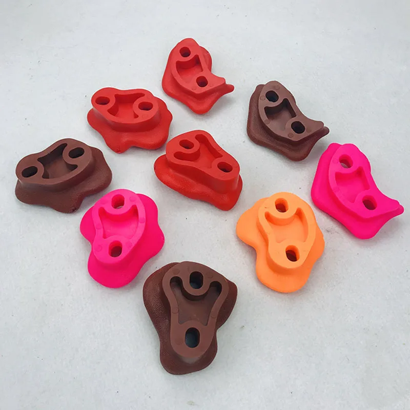 NEW-10Pcs Mixed Color Plastic Children Kids Rock Climbing Wood Wall Stones Hand Feet Holds Grip Kits With Screws