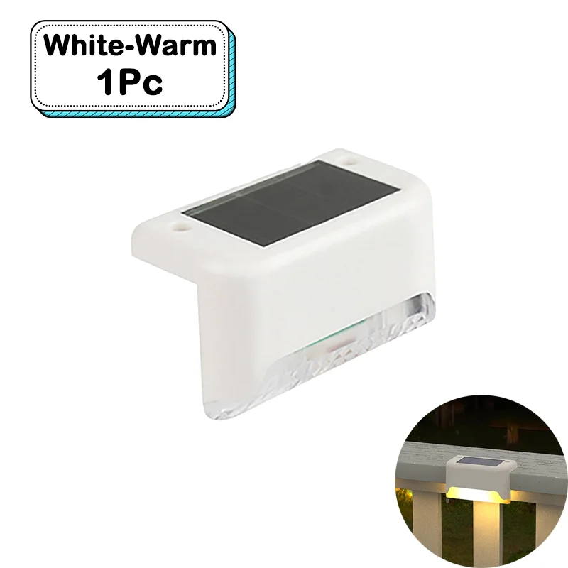 Outdoor Solar Step Lights Warm witte LED waterdichte trappadverlichting voor tuin terras hek balkon decoratie zonne-energie