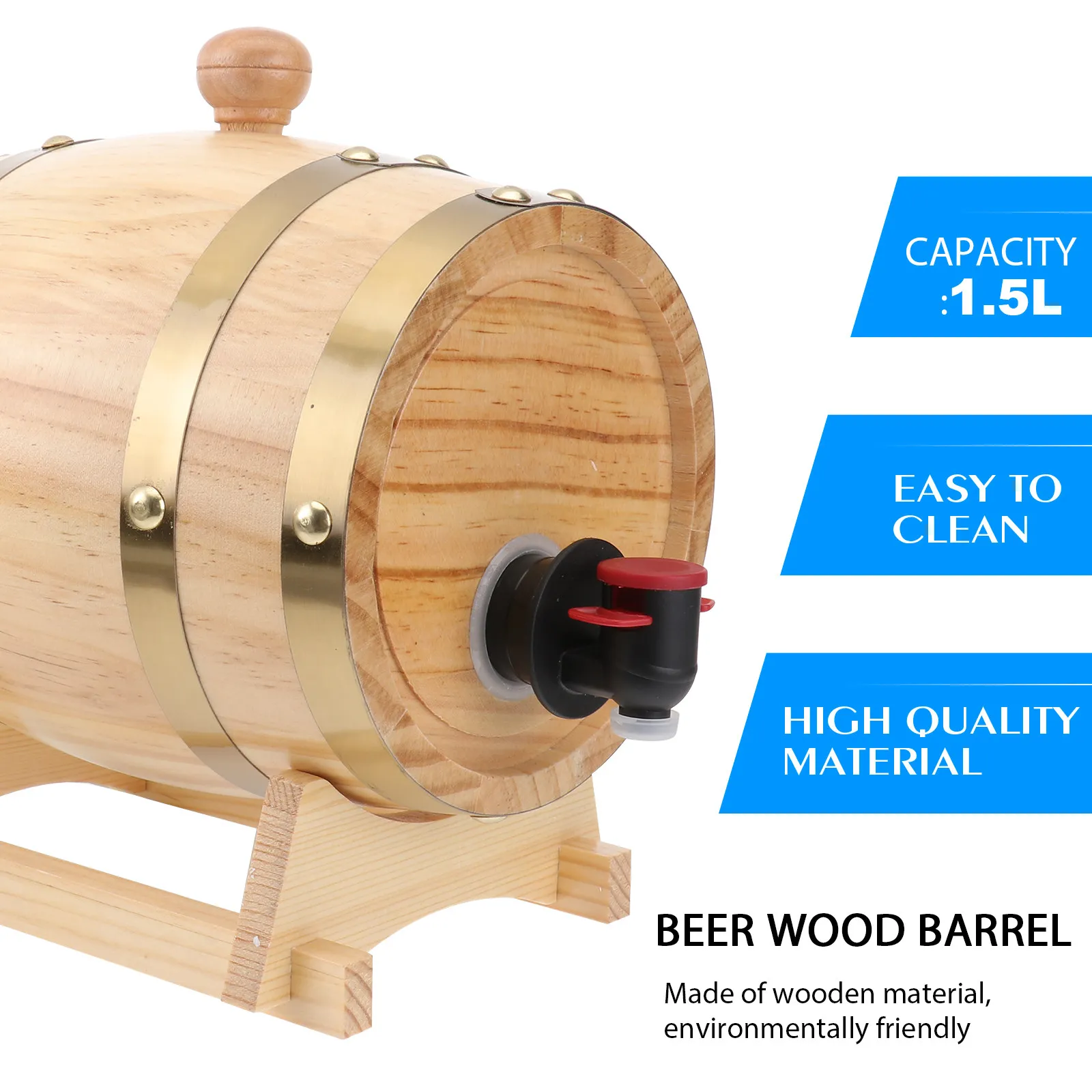 

1Pcs Wooden Wine Barrel Set Red Beer Cask Storage Bucket Hand Made Eco Friendly Bar Props Wine Dispenser Retro Style Drink