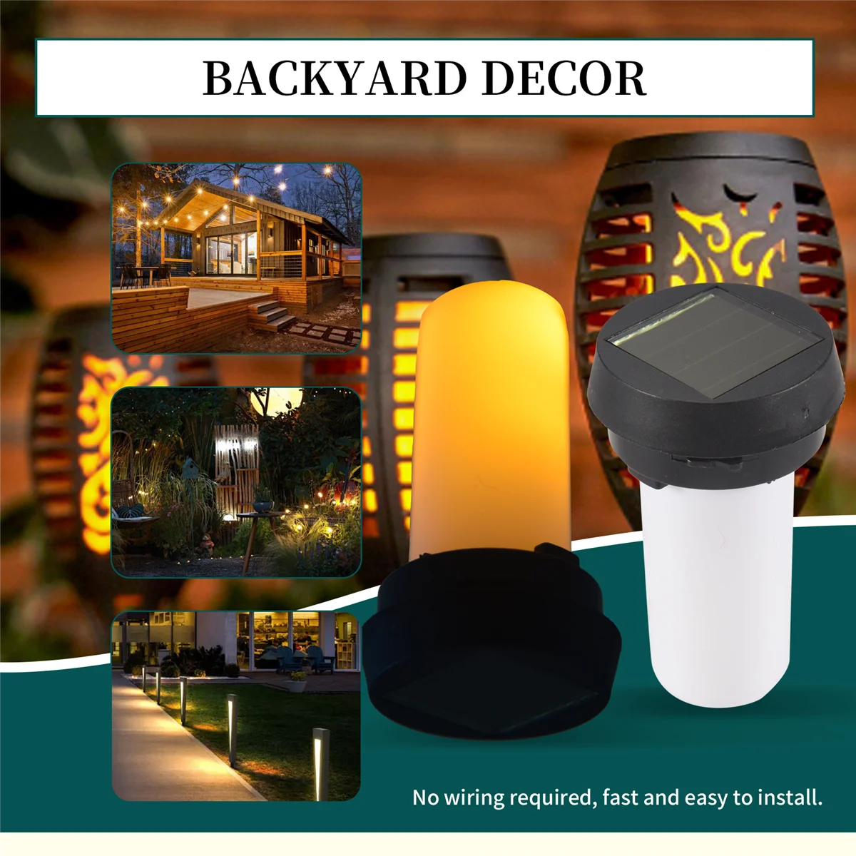 

New 2 Pcs LED Solar Flame Light Lamp Flickering Waterproof Garden Decoration Landscape Lawn Lamp Path Lighting Torch Outdoor
