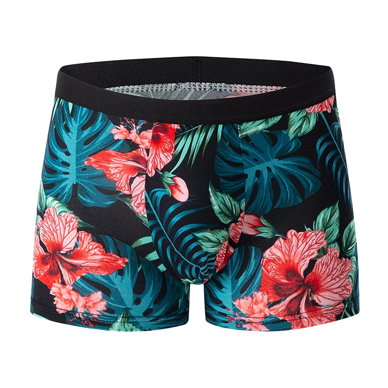 4-piece MEN\'S Fashionable and Charming Flower Underwear Comfortable and Breathable Crotch Boxers Teenagers plus Size Underwear.