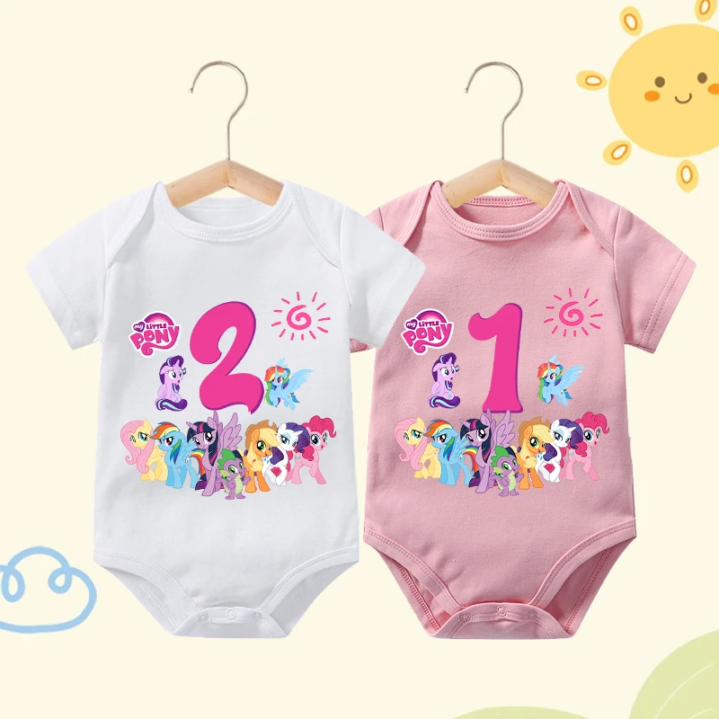 

My Little Ponys Baby Girl Romper Summer Anime Newborn Clothes Cute Unicorn Full Moon Onesie Neonate Cotton Digit 1-10 Jumpsuits