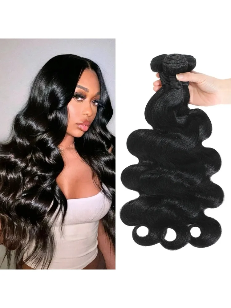 12A Body Wave Bundels Echt Haar Natuurlijk Zwart Body Wave  Ruw Echt Haar Bundels 1/3/4 stuk Innaaibare Snelle Weef Haarverlenging - afbeelding 2