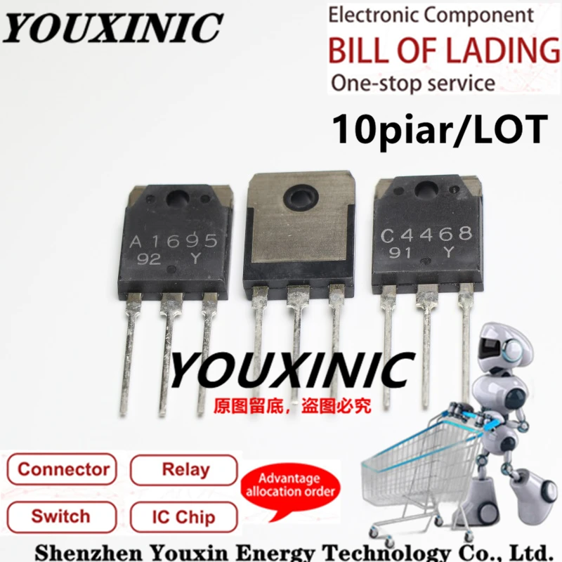 YOUXINIC  100% New Imported Original 2SA1695-Y 2SC4468-Y 2SA1695 2SC4468 A1695 C4468 TO-247 Power Amplifier Transistor