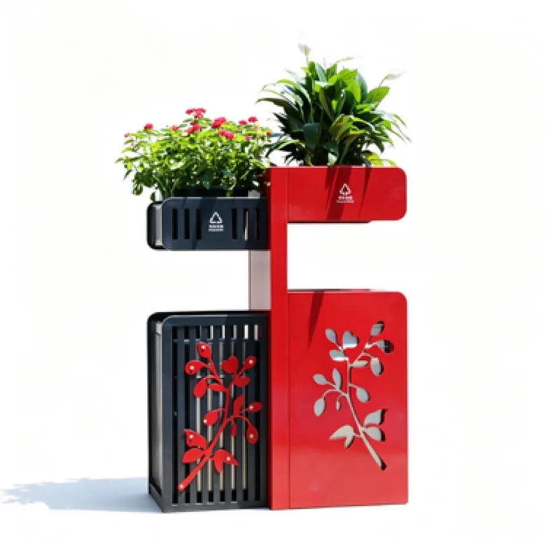 Outdoor sorting trash can, scenic ancient town double bucket fruit leather box