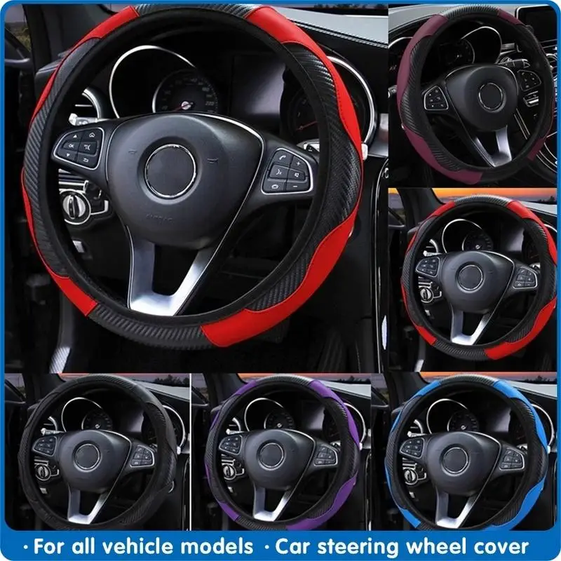 Auto Lenkrad Abdeckung Atmungsaktive Anti Slip PU Leder Lenkung Abdeckungen Geeignet 38 cm Auto Dekoration Interne Zubehör