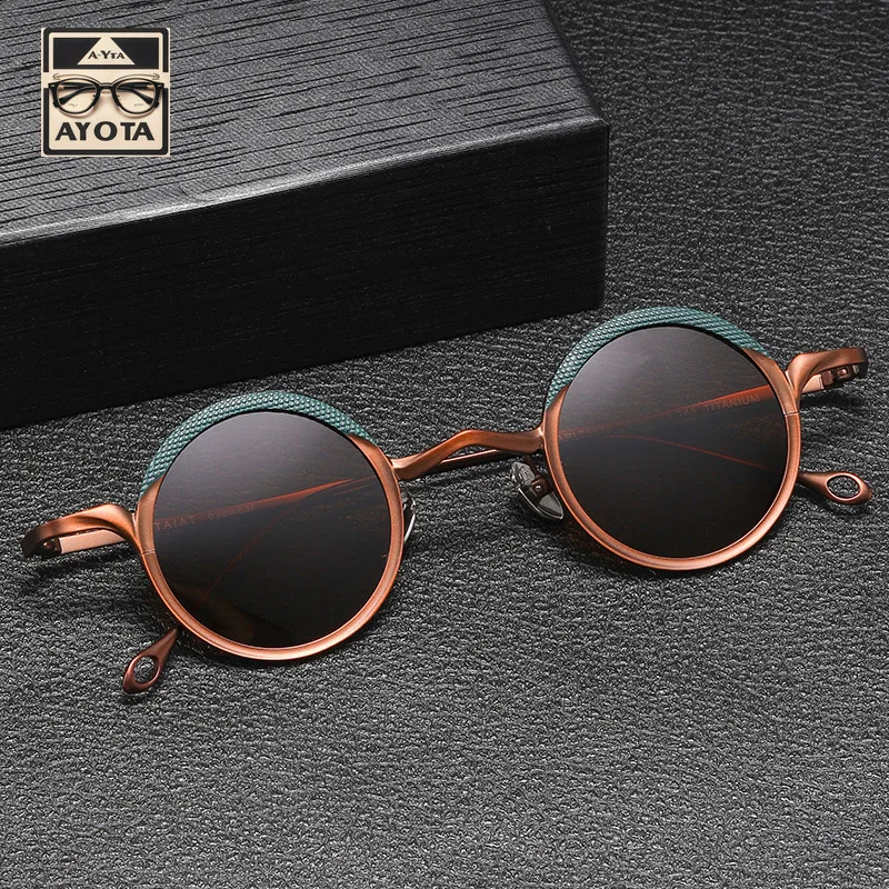 Pure Titanium Dragon Vintage Sunglasses Men High Quality Round Ultra-light Outdoor Hand-made UV400 Protective SUNGLASSES Women