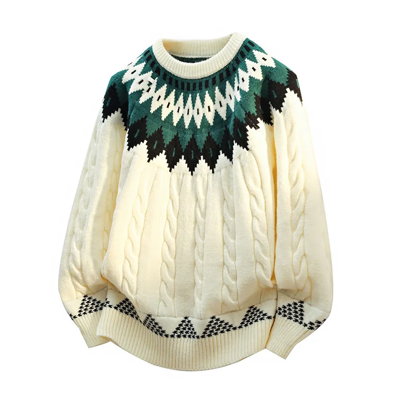 

2026 Мужской осенне-зимний новый вязаный свитер с круглым вырезом для подростков и колледжа