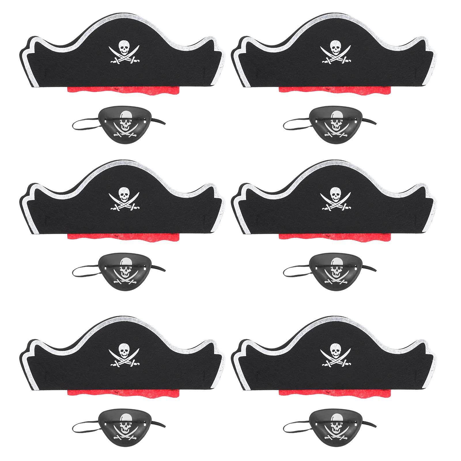 

6 Sets Pirate Hair Blindfold Decorative Costume Hat Party Supplies Cosplay Hats for Halloween Cloth Performance