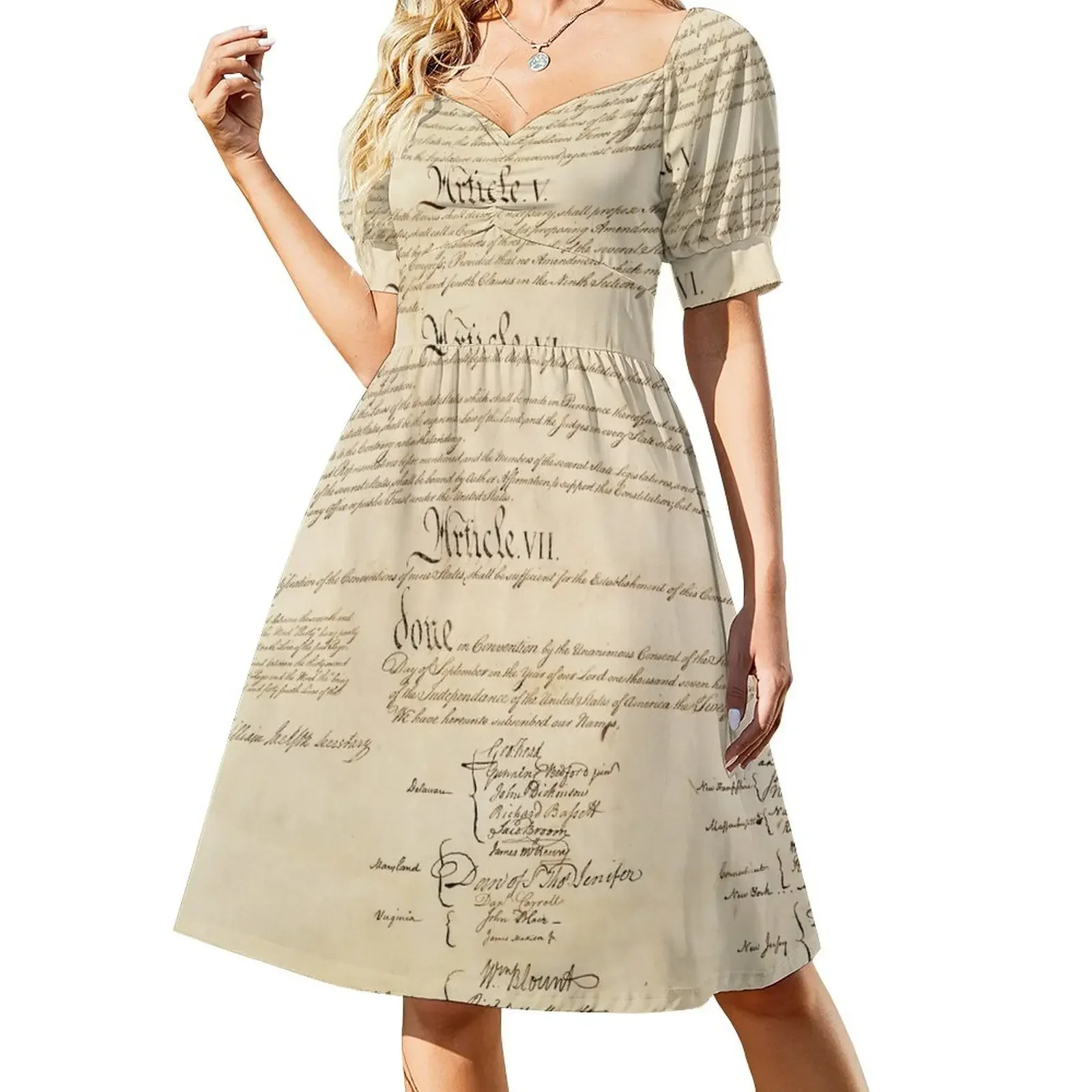 

Original Signature Page of the United States Constitution Page 4 of 4 Sleeveless Dress chic and elegant woman dress Dress