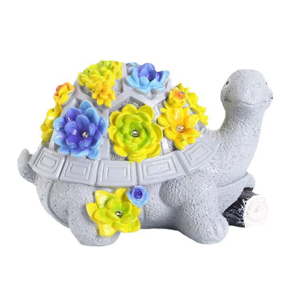 Solar Turtle Flower Light Turtle Sculpture Garden Light Decorative Turtle Succulent Sculpture Waterproof for Housewarming Gifts