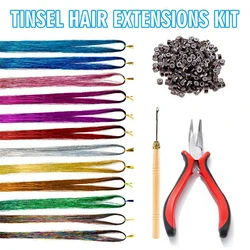 Braiders 12 Colors Hair Tinsel Extensions Tools Braiding Sparkle Shiny Hair Braiding Headdress Long Hair Accessories Werkzeuge