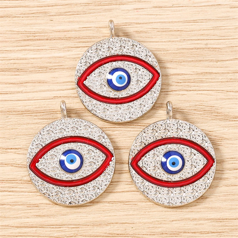 10 Stück 22x26mm Niedliche Emaille-Metall-Anhänger mit Bösem Auge für Schmuckherstellung, Ohrhänger, Halsketten, DIY-Bastelzubehör – Detail 10