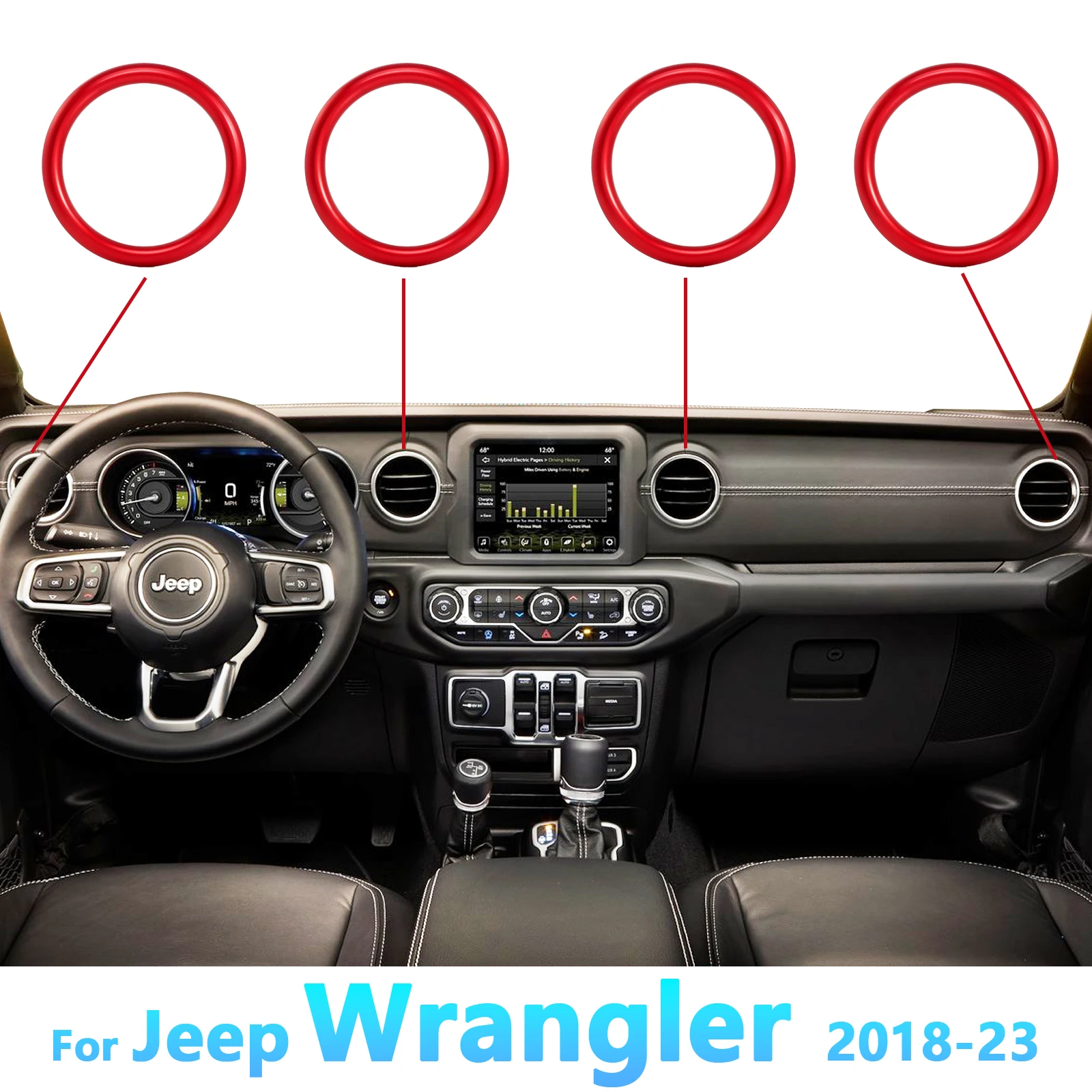 

For Jeep Wrangler Gladiator 2018-2021 2022 2023 Air Conditioning Vent Ring Trim Cover Aluminum Alloy Cover Interior Accessories