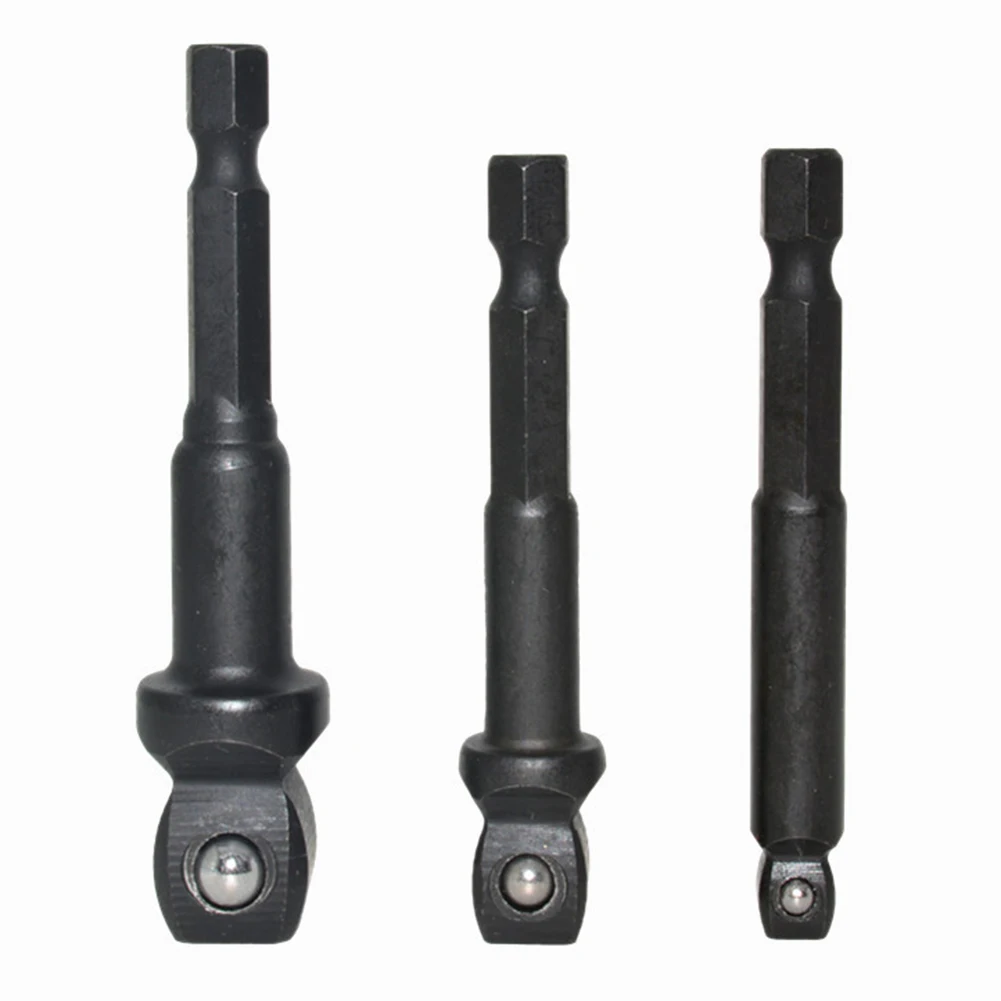 

3pcs 1/4 3/8 1/2 Ball Head Socket Adapter Nut Driver Sockets Hex Shank Extension Hex Shank To Square Socket Drill Socket Adapter