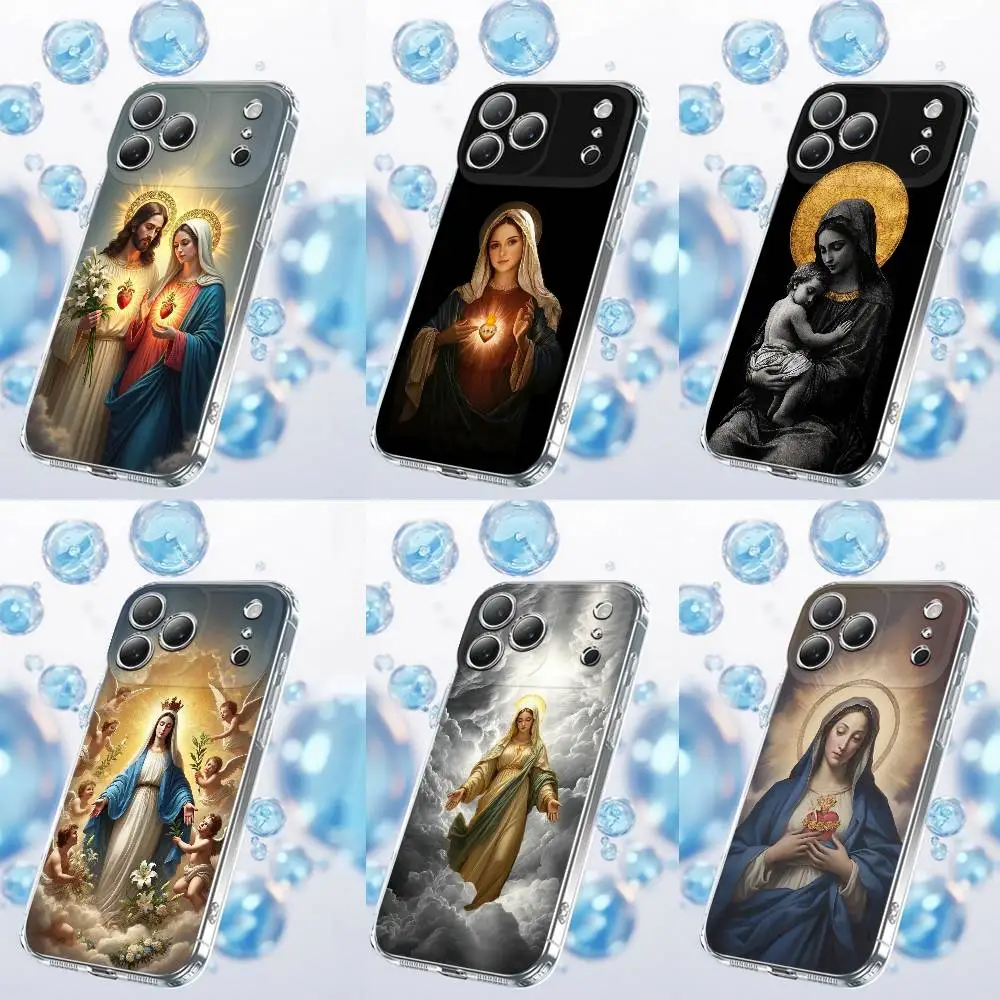 

Mother Jesus Christ Virgin Mary Phone Case For iPhone 17,16,15,14,13,12,11 Plus,Pro,Max,Plus,E,SE4,Air,Mini Transparent