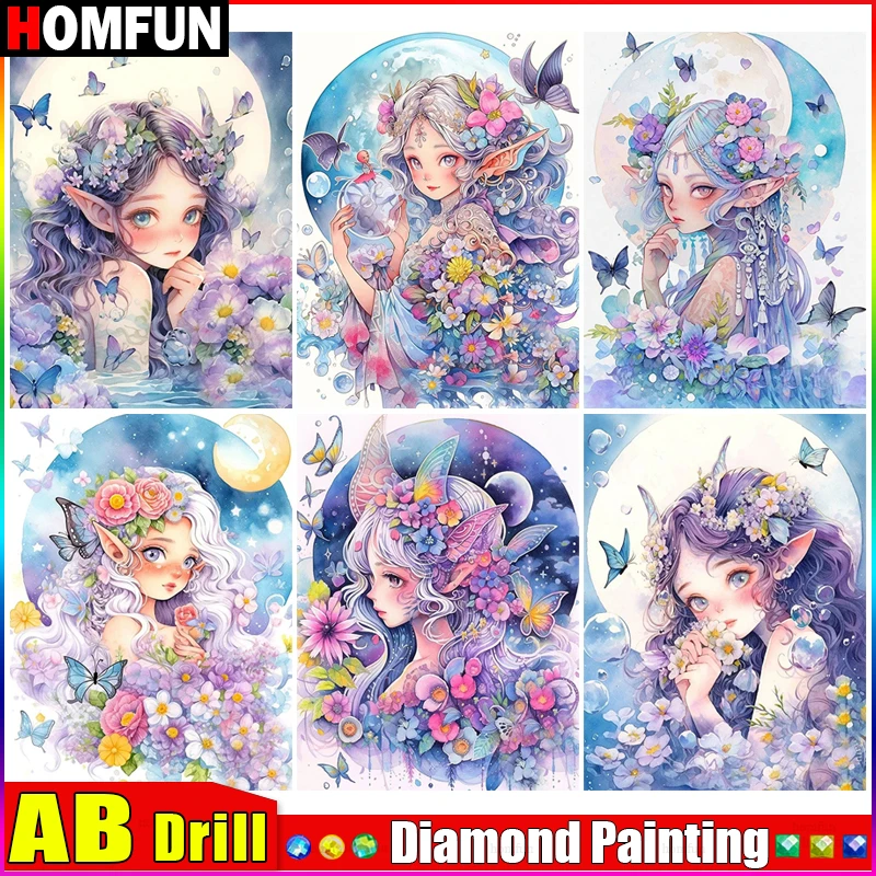 HOMFUN AB Square Round Drill 5D Diamond Painting Environmental Crafts Full Diamond Embroidery 