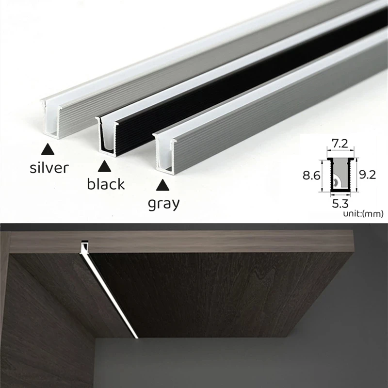 Recessed Mini Aluminium Led Profile with Silicone Cover for Cabinet Bookshelf Showcase Panel Light Led Channel Home Linear Decor