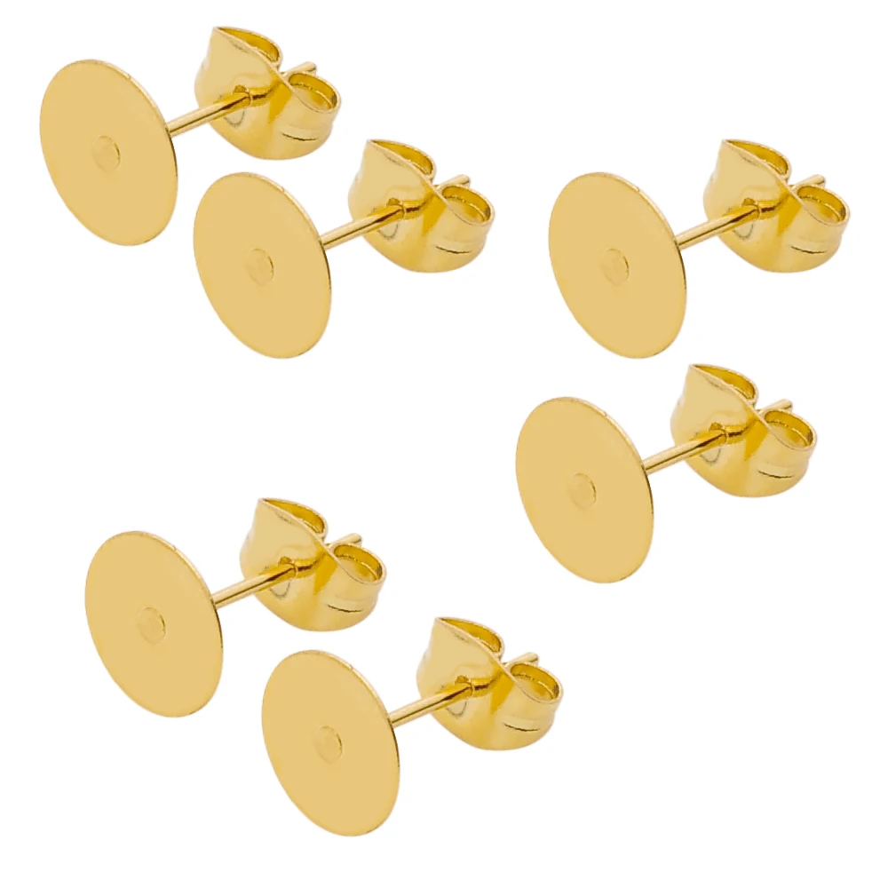 50pcs/lot Rose Gold Stainless Steel Earring Studs Base Blank Pins Post With Earring Plug Findings Back For DIY Jewelry Making