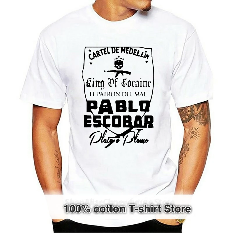 Pablo Escobar T-Shirt Medellin Cartel Sicario Plata O Plomo Narco Colombia Tee Summer Short Sleeves Cotton T-Shirt Fashion