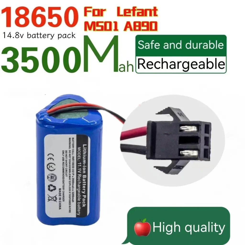 Rechargeable 18650 battery pack 12V lithium Battery replacement For Lefant M501 A890 Slim Robot Vacuum  Accessories Parts 2600ma