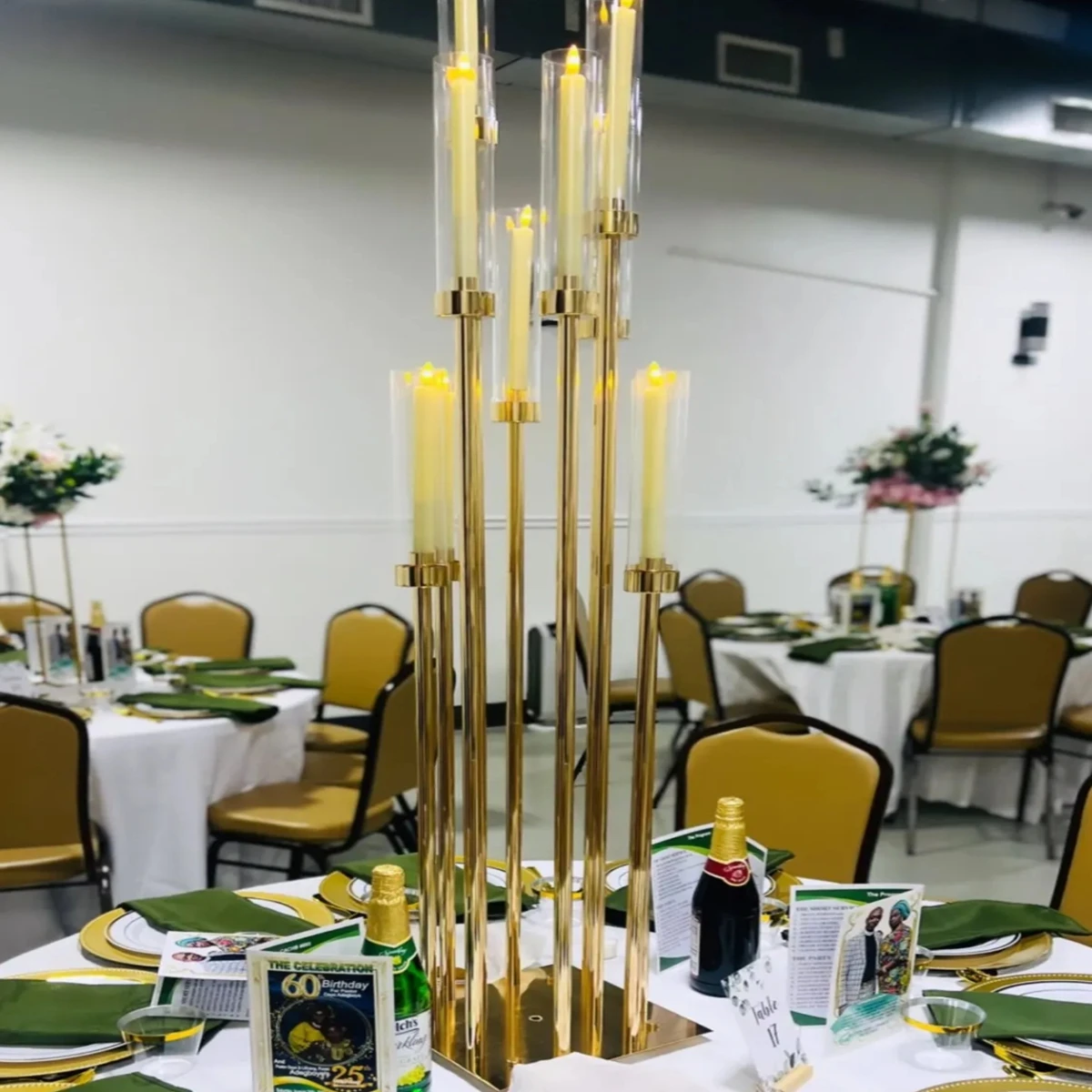 5pcs/10pcs)Gold/sliver Wedding Candelabras clear acrylic cylinder Candle Holder Centrepiece For Wedding Party Event Decoration