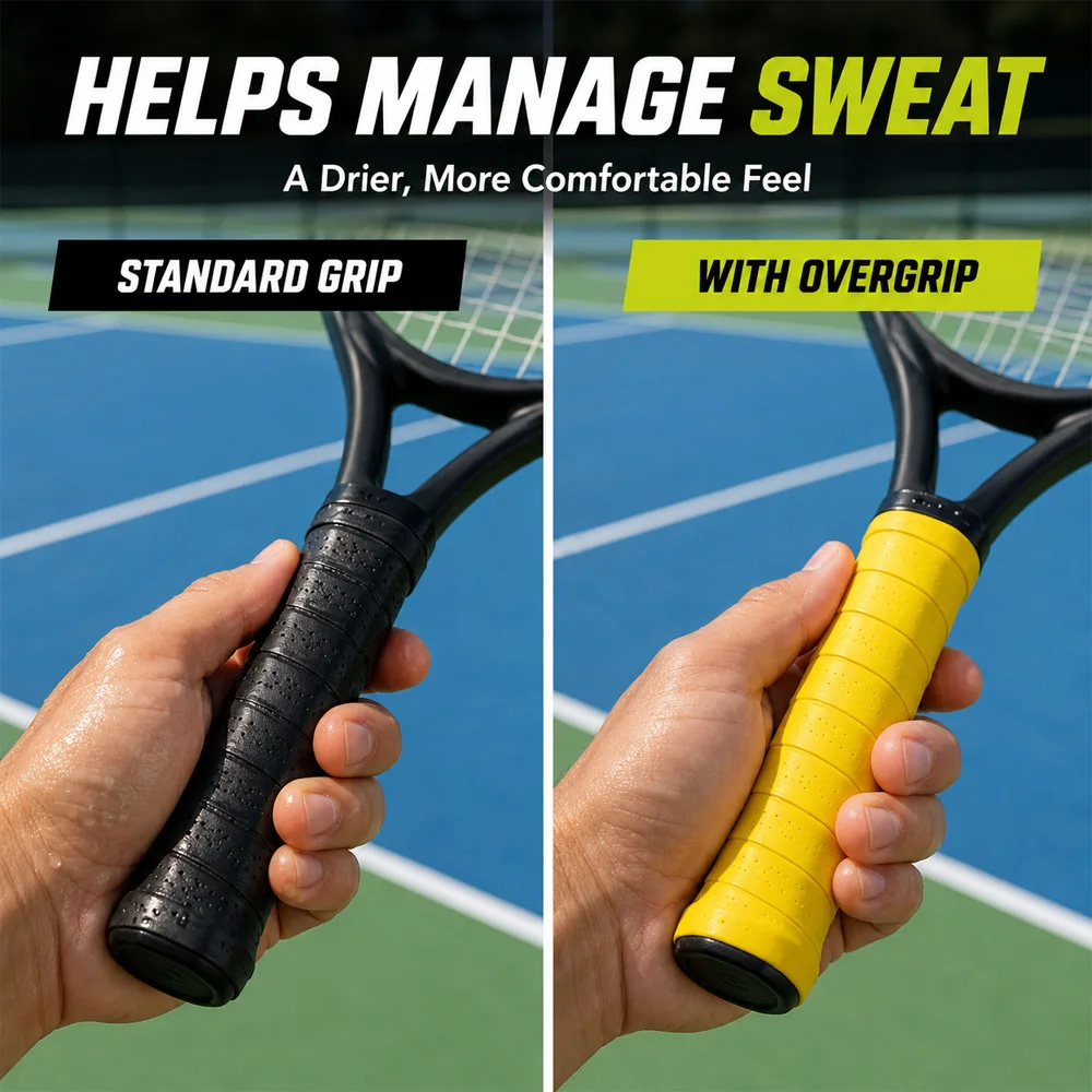Tennis Racket Grip Tape Sweat Absorbent Anti Slip Overgrips for Badminton Racket Squash Pickleball Handles Moisture Control Soft