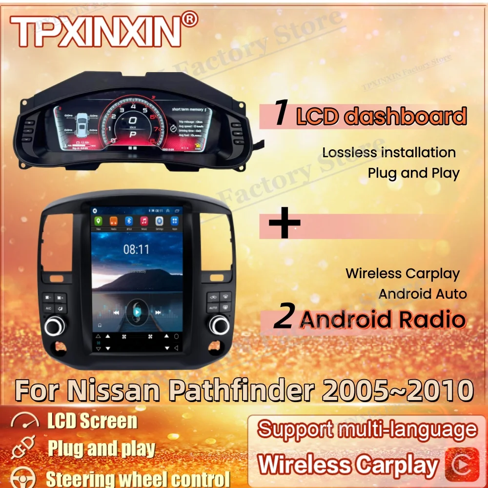 Car dashboard For Nissan Pathfinder 2005~2010 Android Radio Digital LCD Virtual Cluster Cockpit Dashboard Panel Speed Meters