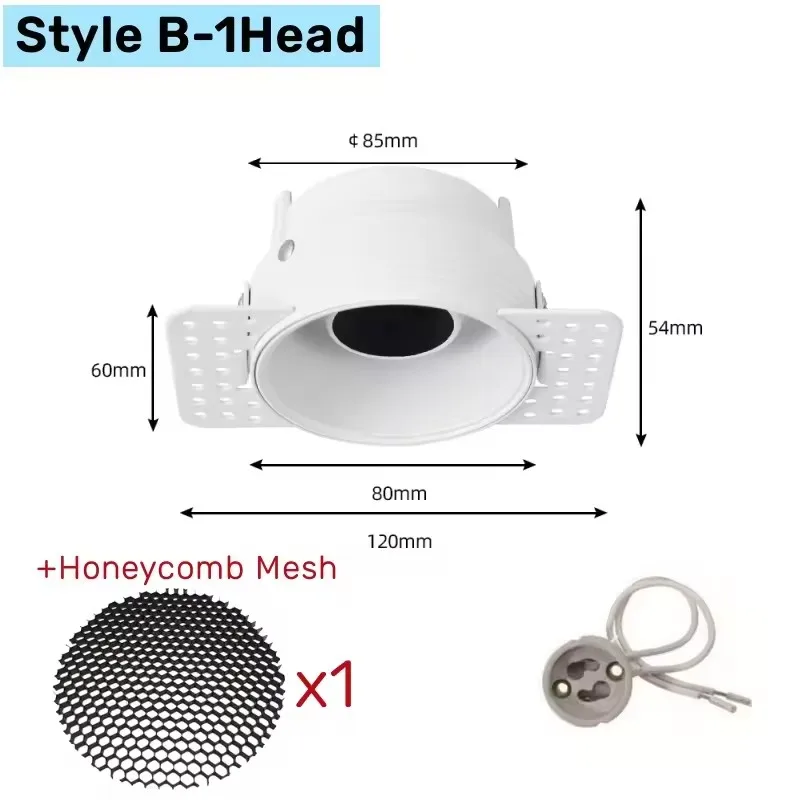 Randloze Verstelbare Anti-Glare LED Spotlight Verzonken Trimless Plafond Downlight GU10/MR16 Spot Light Houder Beugel Fittings