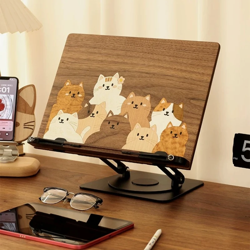 ✨Wooden Book Stand for Reading Kids Cartoon Puppy Design - Adjustable Desk Holder for Laptop & Tablet Ergonomic Posture Support
