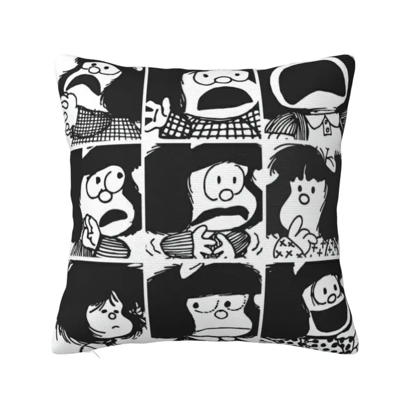 Custom Luxury Mafaldas Collage Cartoon Manga Quino Comic Cushion Cover Soft Pillow Case