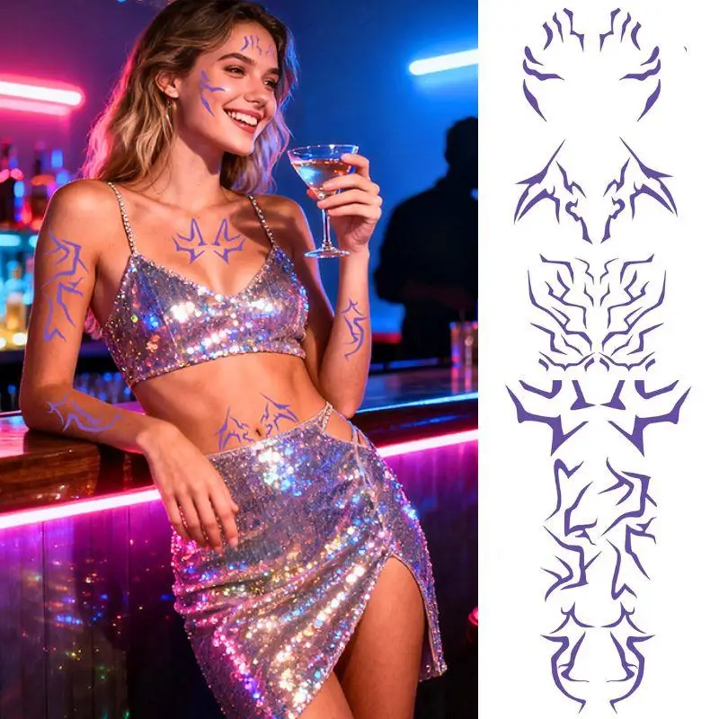 

6pcs Anime Demon Tattoo Prop Tattoo Stickers Anime Face Prop Body Art Temporary Sticker Halloween Cosplay Accessories