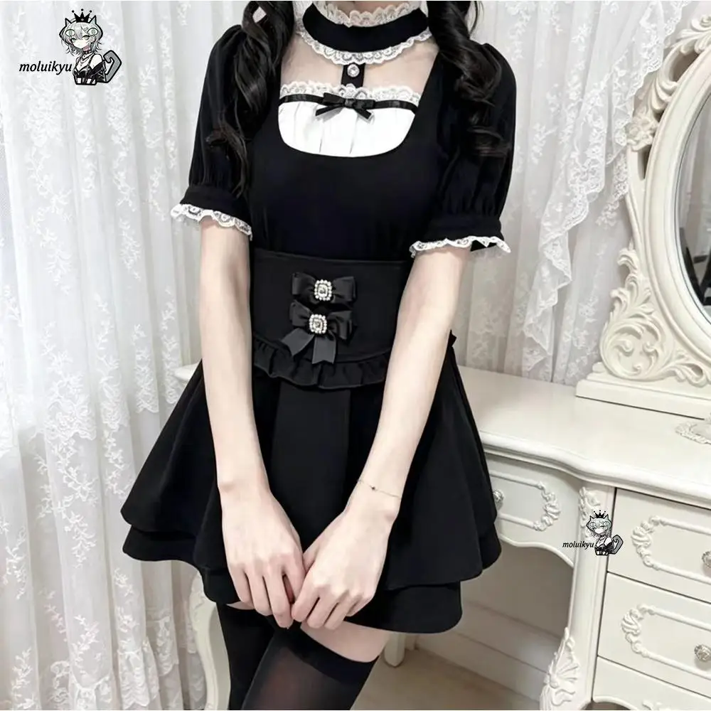 Japanese Sweet Gothic Lolita Style Blouse Top & Mini Skirt, Cute Aesthetic, Multiple Styles Available, Versatile Matching