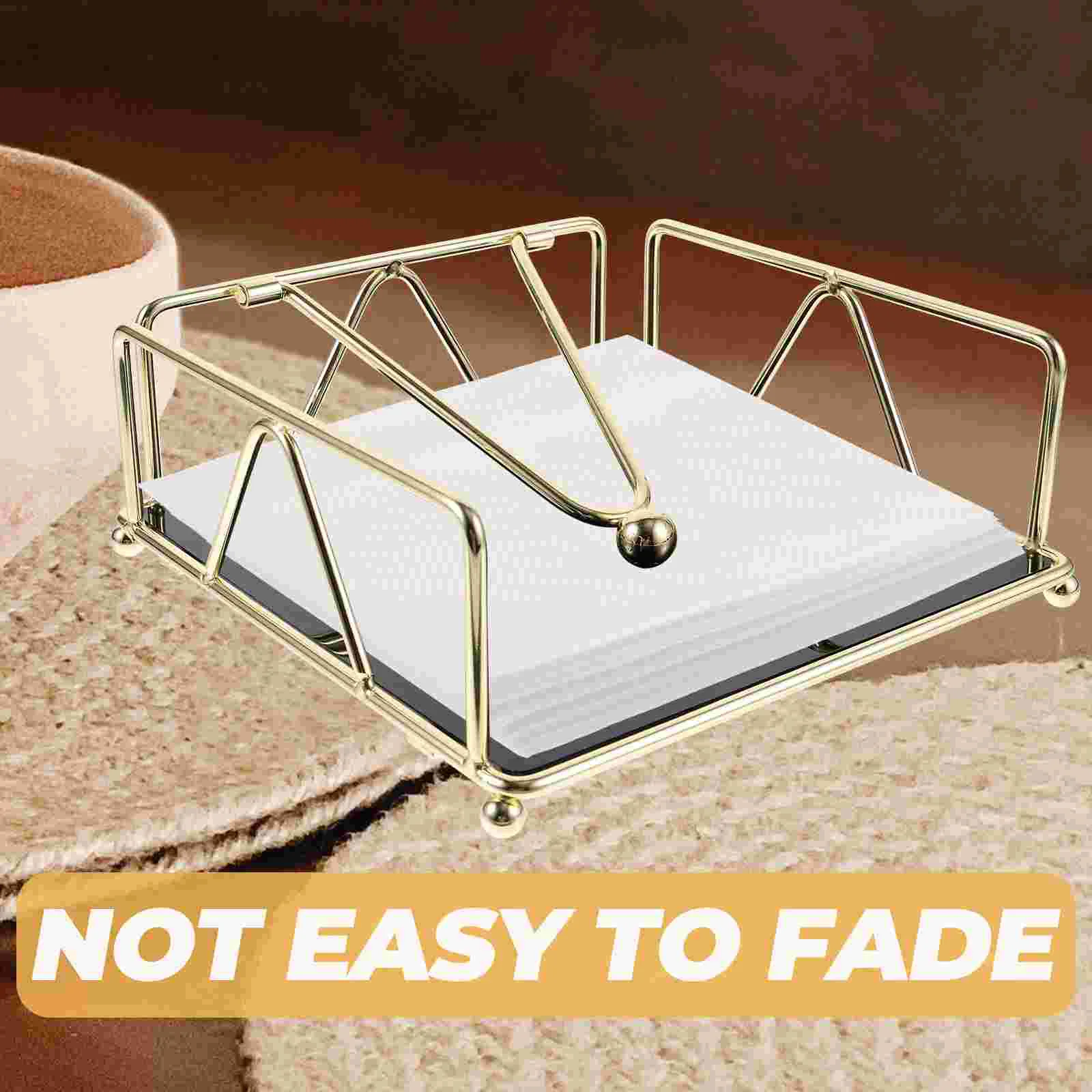 Iron Napkin Holder Paper Towel Desktop Storage Box Cardboard Rack (gold) Table Kitchen Decor