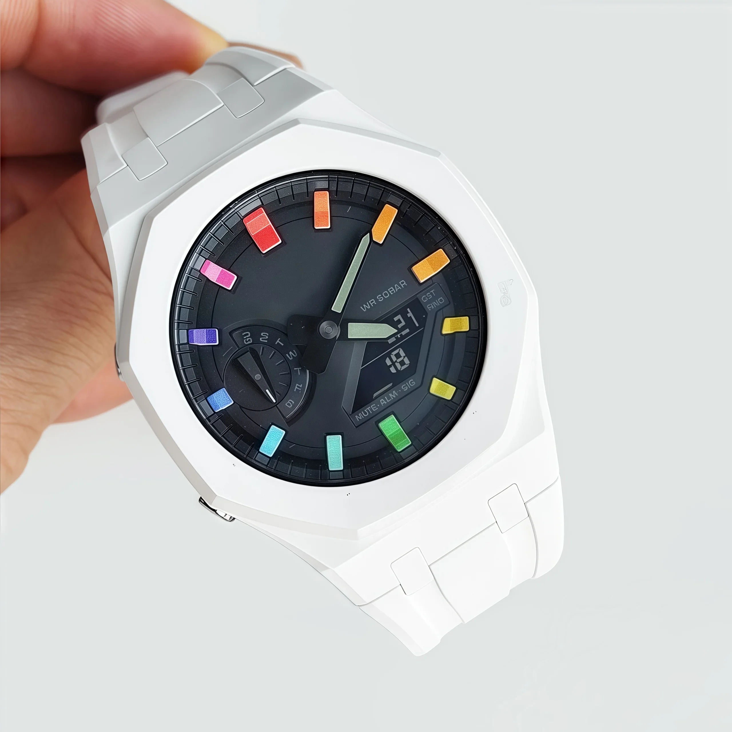 حافظة من السيراميك بحزام مطاطي فلوري لساعة كاسيو جي شوك GA-2100 B2100 GA2110 ملحقات معدلة